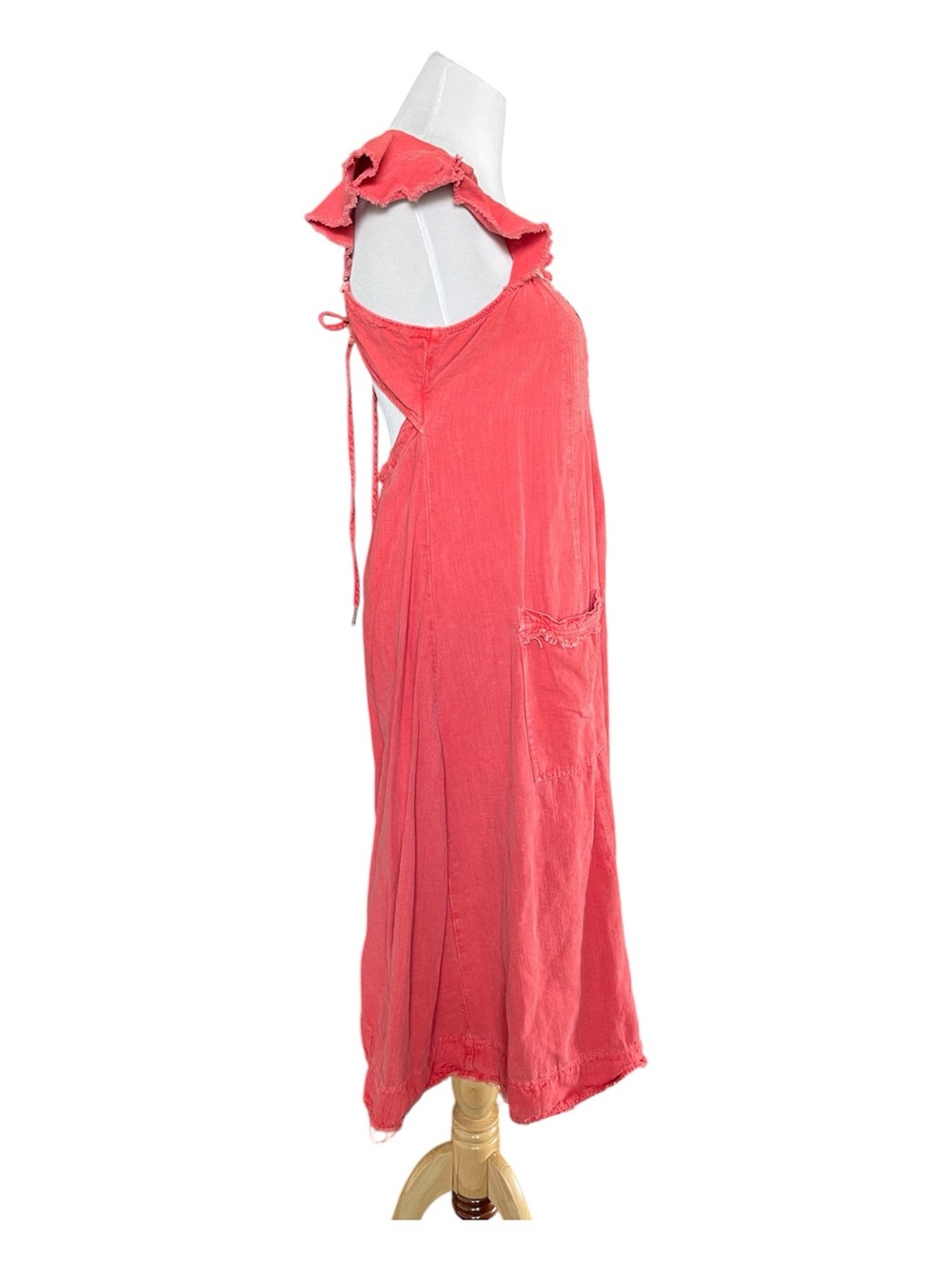 Anthropologie Pilcro flutter sleeve coral midi dress linen cotton - Picture 11 of 16